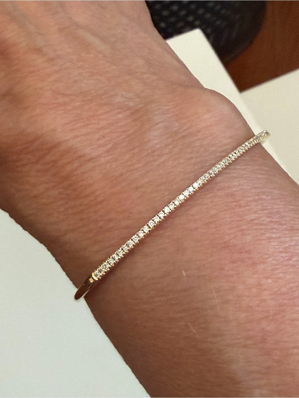 Bony Levy 18k yellow gold natural diamonds skinny stackable bangle